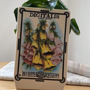Vintage Burt’s Seed for Quality- Digitalis fancy mix ceramic sign